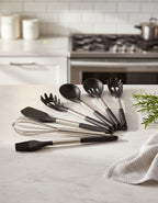 Zestaw Narzędzi Kuchennych Silikonowych – Beżowy, Nordic Design z 11 Elementami do Gotowania i Serwowania