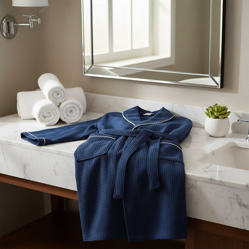 Szlafrok Waflowy – 100% Bawełna, Beżowy, Komfortowy Design do Użytku Domowego lub Wellness