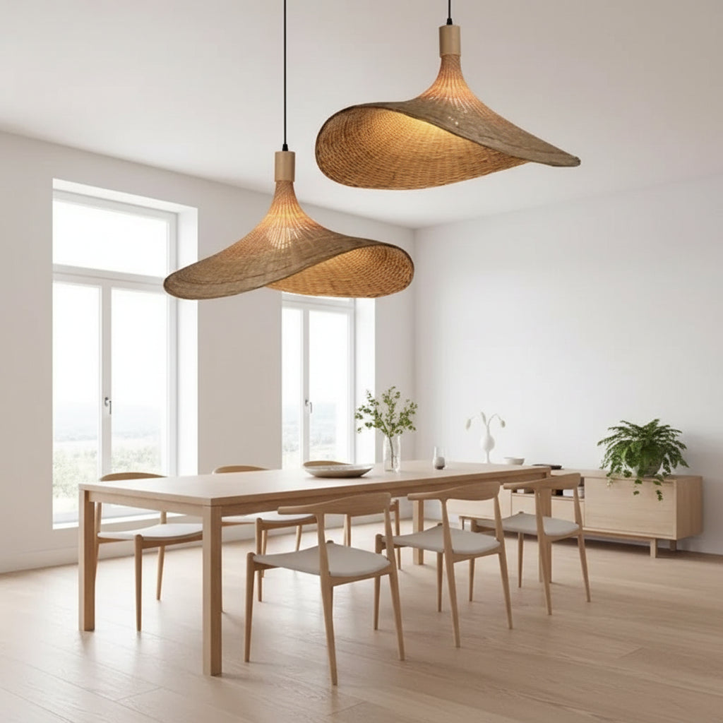 Lampa Wisząca z Bambusa – Naturalny Styl Boho do Dekoracji Jadalni lub Salonu