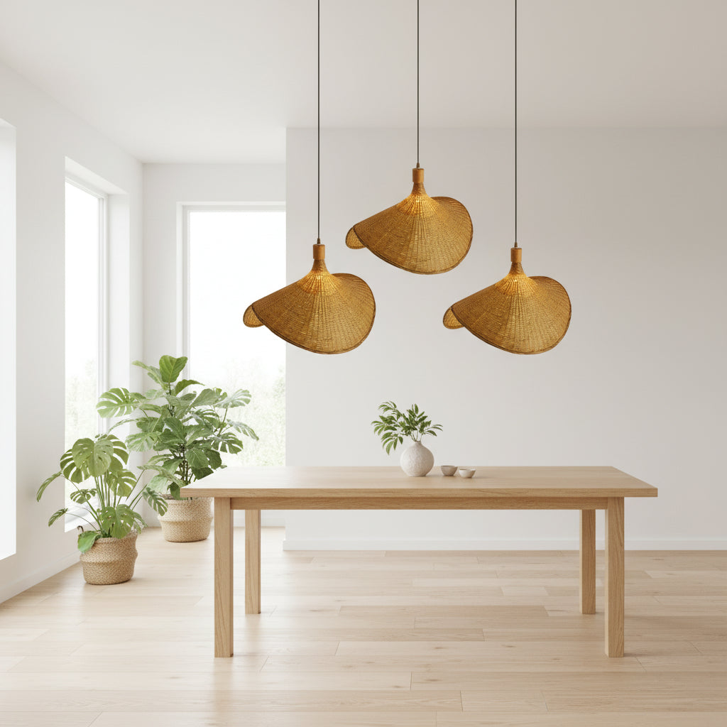 Lampa Wisząca z Bambusa – Naturalny Styl Boho do Dekoracji Jadalni lub Salonu