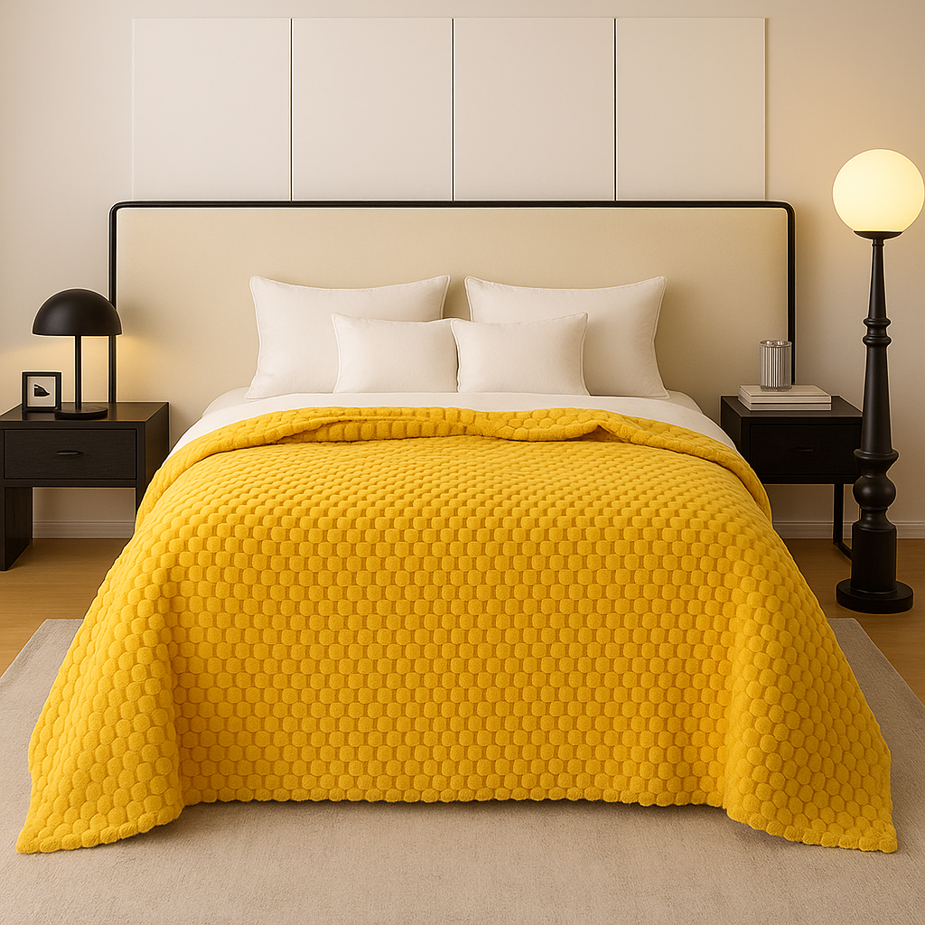 Fluwelowy Koc – Wzór w Kratkę, Ciepły i Przytulny do Sofy lub Łóżka, Odpowiedni dla Dorosłych i Dzieci