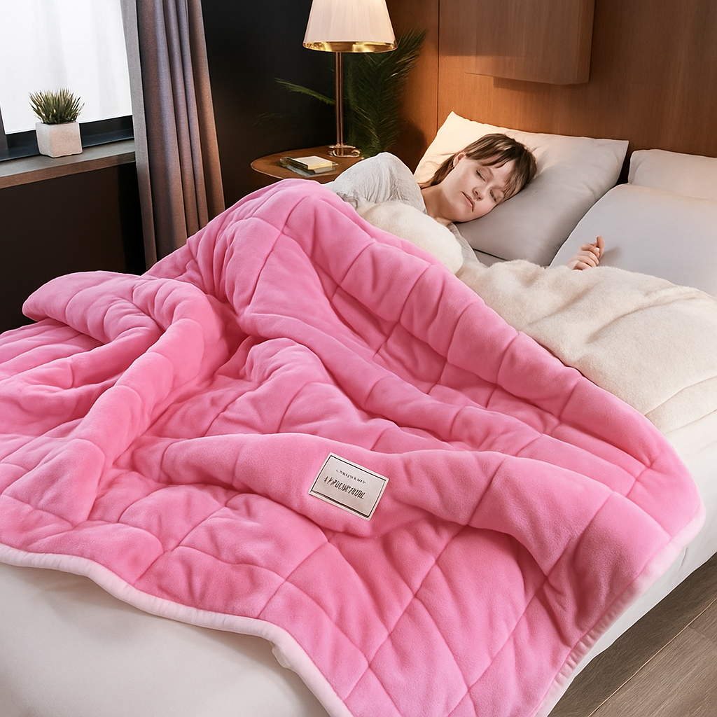 Koc Fleece Koralowy – Miękki Fleece, Ciepły Koc Domowy na Jesień i Zimę